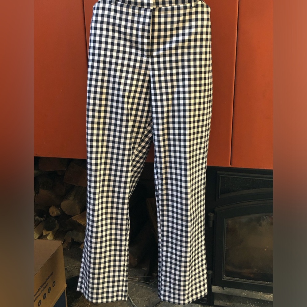 Tyler Boe Black & White Gingham Wide-Legged Pants
